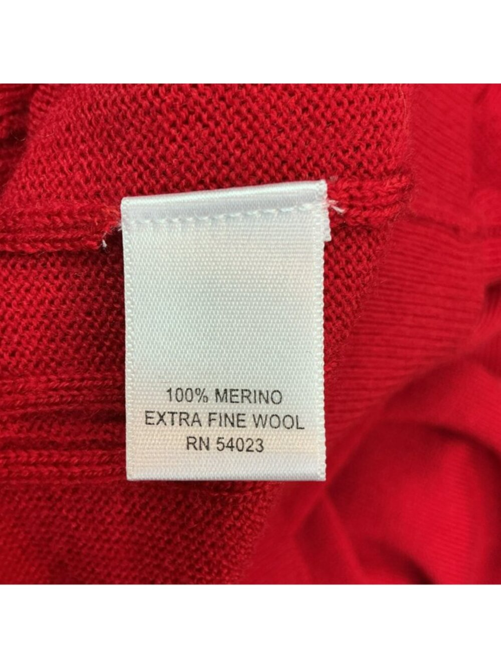 Banana Republic Red V-Neck Sweater Extra Fine Merino Wool Cable Knit Large - Picture 9 of 10